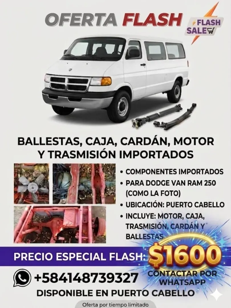 🔥 OFERTA FLASH: Combo Motor y Repuestos Dodge Ram 250 - ¡Solo $1600! 🔥