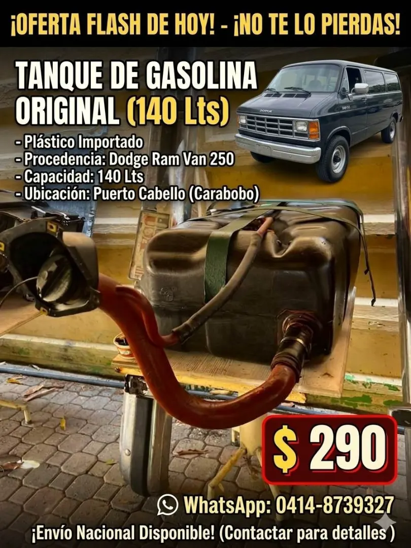 ¡Olvídate del óxido! Tanque de combustible plástico original Dodge Ram Van 250